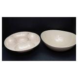 Red Wing Pottery Relish Dish & Coordinating Bowl – Mid-Century Stoneware Set