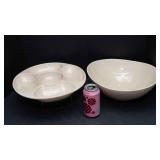 Red Wing Pottery Relish Dish & Coordinating Bowl – Mid-Century Stoneware Set