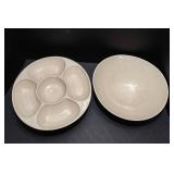 Red Wing Pottery Relish Dish & Coordinating Bowl – Mid-Century Stoneware Set