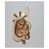 Mid-Century Chalkware Mary & Baby Jesus Wall Hanging – 13”