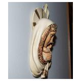 Mid-Century Chalkware Mary & Baby Jesus Wall Hanging – 13”