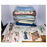 Assorted Fabric & Sewing Patterns Lot – Cotton & Flannel Materials