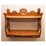Small Vintage Wooden Wall Shelf – 17” W x 16” H