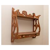 Small Vintage Wooden Wall Shelf – 17” W x 16” H