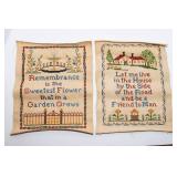 Set of 2 Hand Cross-Stitched Wall Art Pieces