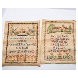Set of 2 Hand Cross-Stitched Wall Art Pieces