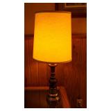 Vintage Brass & Wood Table Lamp – 33.5” Tall