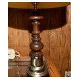 Vintage Brass & Wood Table Lamp – 33.5” Tall