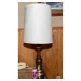 Vintage Brass & Wood Table Lamp – 33.5” Tall