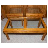 Matching Wood & Glass Living Room Set – 2 Side Tables & Coffee Table