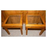 Matching Wood & Glass Living Room Set – 2 Side Tables & Coffee Table