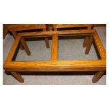 Matching Wood & Glass Living Room Set – 2 Side Tables & Coffee Table
