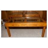 Matching Wood & Glass Living Room Set – 2 Side Tables & Coffee Table