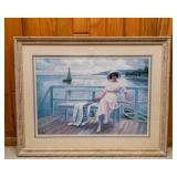 Paul Gustav Fischer “On the Jetty” Framed & Triple-Matted Art Print – 37” x 29”