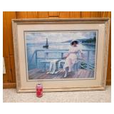Paul Gustav Fischer “On the Jetty” Framed & Triple-Matted Art Print – 37” x 29”