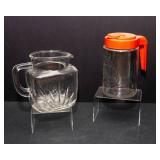 Federal Sunrise Starburst Square Pitcher & Vintage Tang Pitcher – Retro Glassware Set