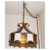 Small Vintage Tiffany-Style Plug-In Swag Lamp