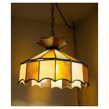 Small Vintage Tiffany-Style Plug-In Swag Lamp