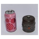Antique Chinese Lidded Container – Likely Pewter with Stone Inlay