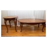 Matching Wood Coffee Table & Oval Side Table Set – Needs Refinishing