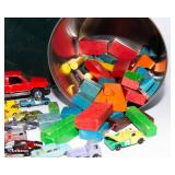Vintage Kids Toys Lot – Wooden Blocks, Metal Cars & Small Magnets