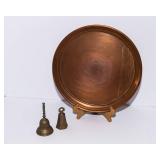 Manning Quality Bowman Copper Tray & Brass Bell Set