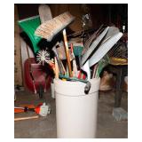 Assorted Yard & Garage Tool Lot – Shovels, Broom, Ratchet Straps & More