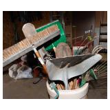 Assorted Yard & Garage Tool Lot – Shovels, Broom, Ratchet Straps & More