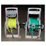 Set of 2 Garden Hoses & 2 Plastic Hose Reels