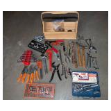 Assorted Hand Tools & Wooden Carrying Crate Lot