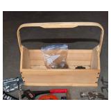Assorted Hand Tools & Wooden Carrying Crate Lot