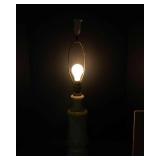 1930s Aladdin Alicite Lamp – Chartreuse & Ivory “Lily” with Scroll Finial (29.5” Tall)