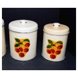Set of 4 Vintage Cherry Tins