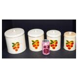 Set of 4 Vintage Cherry Tins