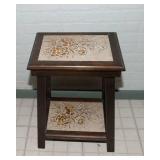 Two-Tier Tile Side Table / Plant Stand – 11” x 15” x 22” H