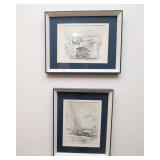 Mary Agnes Lansdowne Wall Art Set – “Up Nob Hill” & “Off Point Lobos, California” (15” x 12”, Double Matted)