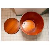 Vintage Wooden Butter Tub with Metal Bands & Lid – 16” H x 16” Diameter