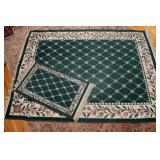 Made in USA 5’ x 7’ Area Rug & Small Runner – Hunter Green Set