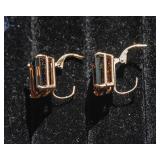 14K Gold Earrings – Large Emerald Cut Smoky Quartz (Likely)