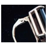 14K Gold Earrings – Large Emerald Cut Smoky Quartz (Likely)