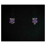 Gold Amethyst (Likely) Stud Earrings