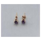 Gold Amethyst (Likely) Stud Earrings