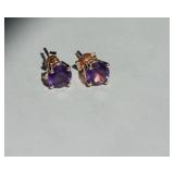 Gold Amethyst (Likely) Stud Earrings