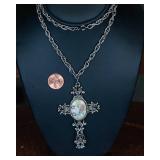 Sarah Coventry Jewelry Lot – Silvertone Cross Pendant & Necklace/Earrings Set