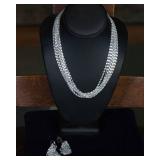 Sarah Coventry Jewelry Lot – Silvertone Cross Pendant & Necklace/Earrings Set