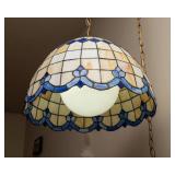 Vintage Blue & Cream Tiffany Plug-In Swag Light