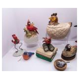 Assorted Bird Decorative Figurines Lot – Includes 2 Music Boxes