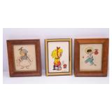 Set of 3 Pieces of Wall Art Pieces - One Handpainted