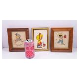 Set of 3 Pieces of Wall Art Pieces - One Handpainted
