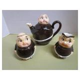 Monk Teapot, Creamer, Sugar